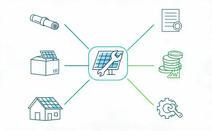 Map-style illustration of renewable energy project support coverage